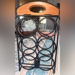Black Metal Wine Bottle Rack - 6 Bottle Holder